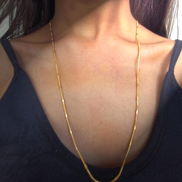 Golden Tube Beaded Stainless Steel Chain - Image 2