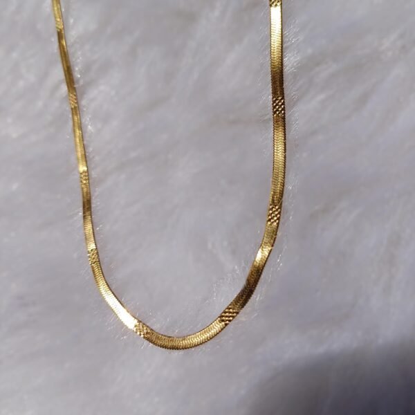Textured Herringbone Gold-Plated Stainless Steel Chain