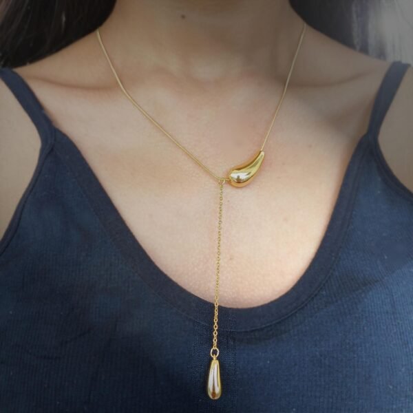 Golden Dewdrop Stainless Steel Jewelry Set - Image 3