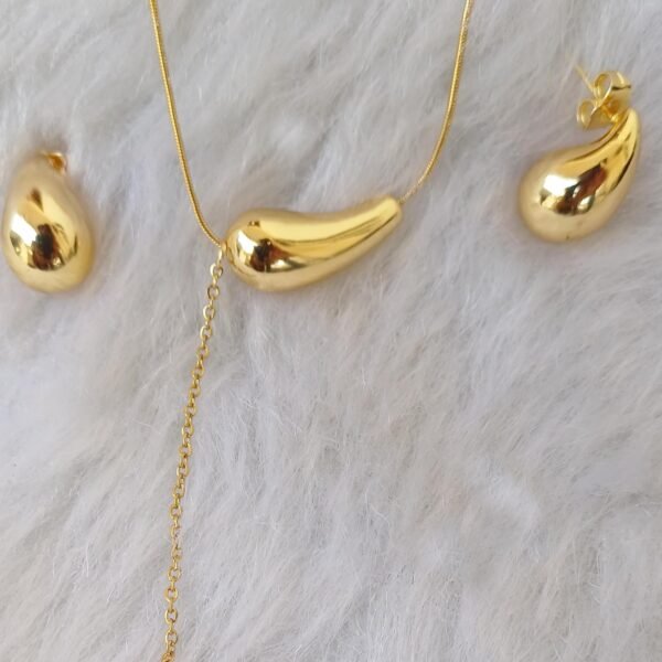 Golden Dewdrop Stainless Steel Jewelry Set
